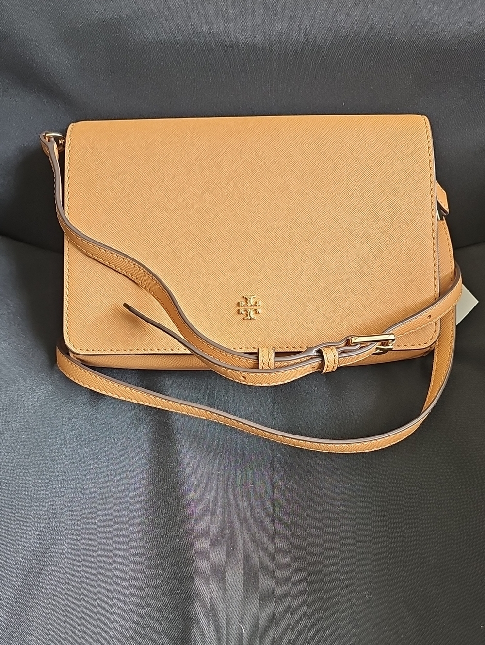 Tory Burch Tan Leather Crossbody with Gold Logo Hardware